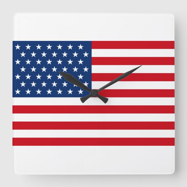 Reloj Cuadrado Barras y estrellas los E.E.U.U. (Anverso)