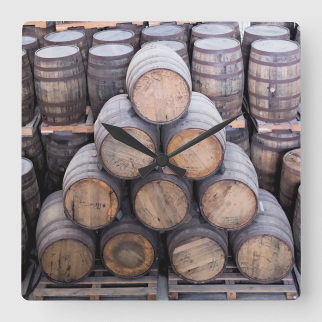 Reloj Cuadrado Barriles Rum únicos (Anverso)