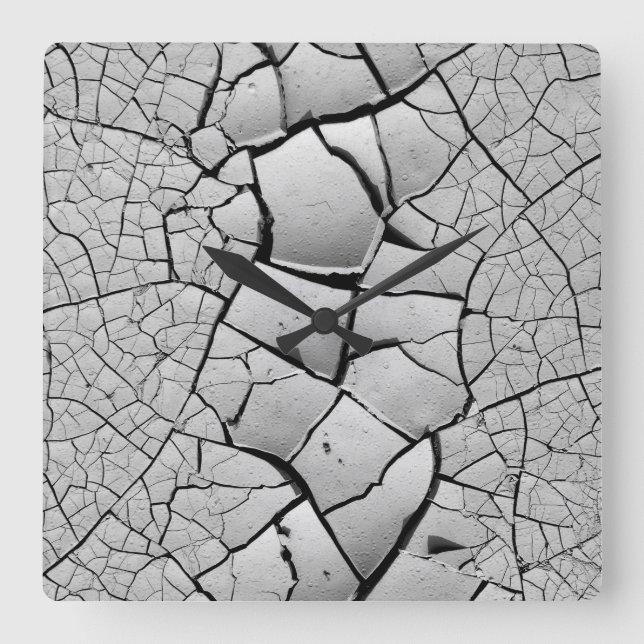 Reloj Cuadrado Barro seco - Fotografía de arte (Anverso)