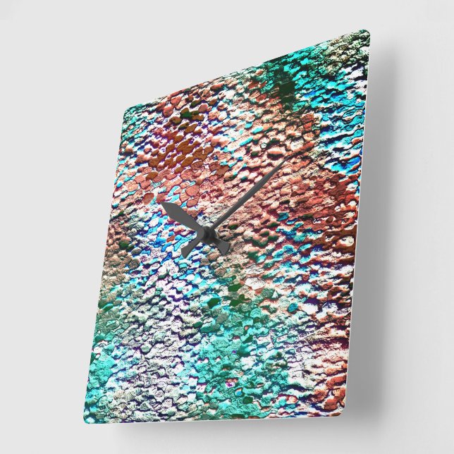 Reloj Cuadrado Base de piedra recubierta de mortero rústico y sal (Ángulo)