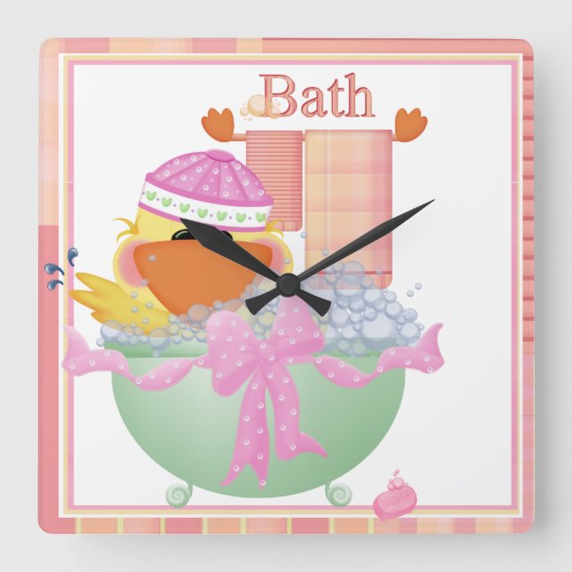Reloj Cuadrado Bath Time Wall Clock (Anverso)