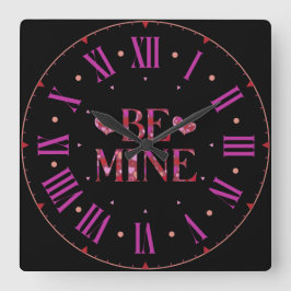 Reloj Cuadrado Be Mine Heart Pattern Square Wall Clock