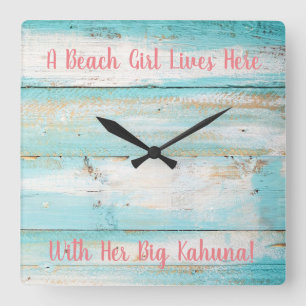 Reloj Cuadrado Beach Clock, Beach Chica, Big Kahuna
