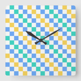 Reloj Cuadrado Beach day diagonal checkerboard pattern