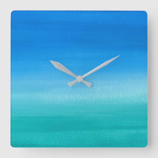 Reloj Cuadrado Beach Ocean Blue Green número (Anverso)