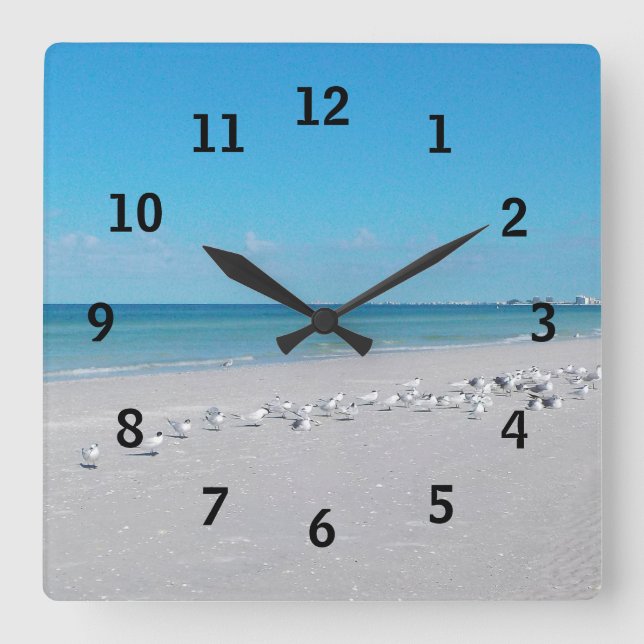 Reloj Cuadrado Beach Time Wall Clock (Anverso)