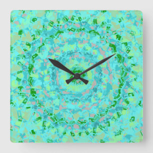 Reloj Cuadrado Beachy Blue and Green Abstract