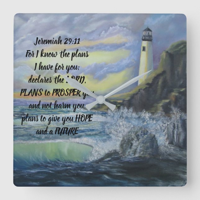 Reloj Cuadrado Beacon of Hope Acrylic Wall Clock Jeremiah 29:11 (Anverso)
