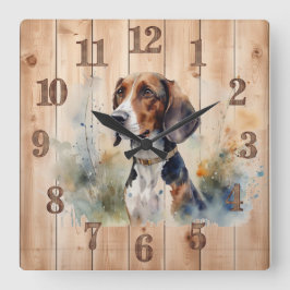Reloj Cuadrado Beagle o Foxhound Huning Dog Wood look