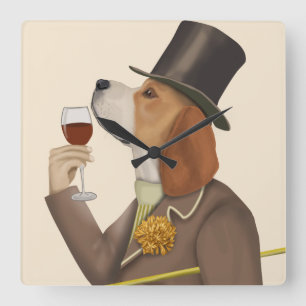 Reloj Cuadrado Beagle Wine Snob