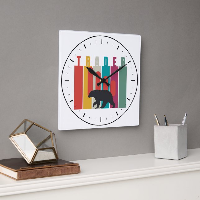 Reloj Cuadrado Bearish market | Trader | Simple design (Oficina)