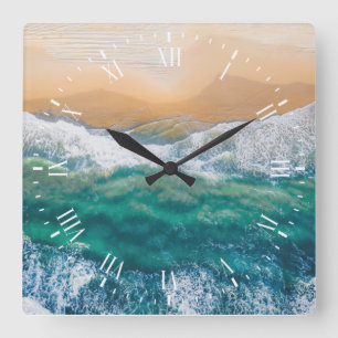 Reloj Cuadrado  Beautiful beach crystal blue sea