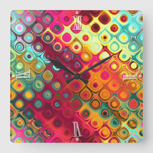 Reloj Cuadrado Beautiful cool abstract squares circles glass glow (Anverso)