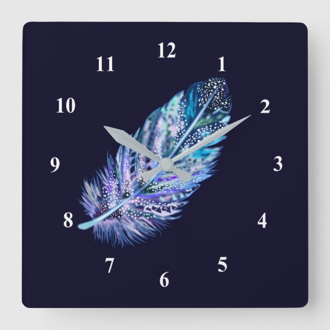 Reloj Cuadrado Beautiful Feather - Choose your colors (Anverso)