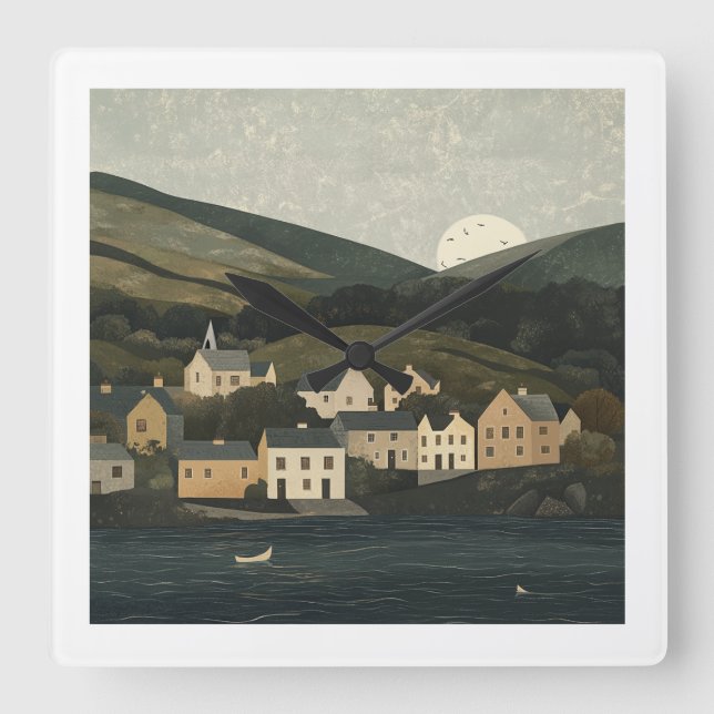 Reloj Cuadrado Beautiful Irish Countryside Clock (Anverso)