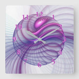 Reloj Cuadrado Beautiful Movements Abstract Fractal Art Pink