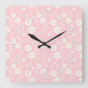 Reloj Cuadrado Beautiful Pink Baby Girl Flowers