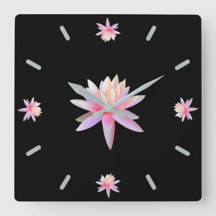 Reloj Cuadrado Beautiful Pink Lily Lotus Art Cool Trendy Unique