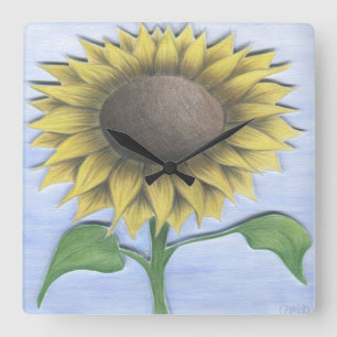 Reloj Cuadrado Beautiful Sunflower Drawing