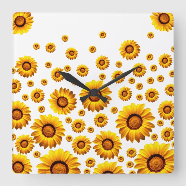 Reloj Cuadrado Beautiful yellow flowers (Anverso)