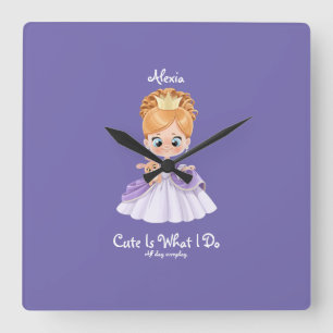 Reloj Cuadrado Bebé blanco y púrpura de la pared cuadrada del beb