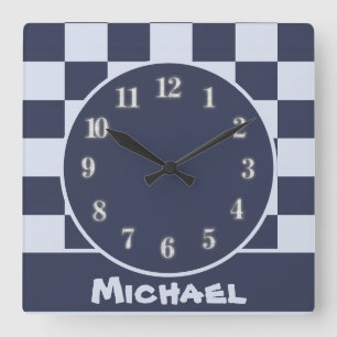Reloj Cuadrado Bebé Blue Boy Patrón Geométrico cuadrado Quilt Bab