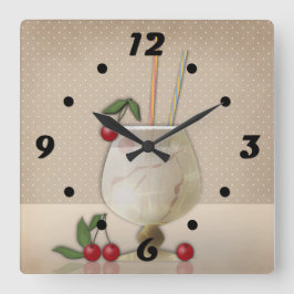 Reloj Cuadrado Bebe grunge retro vintage coctel cereza p