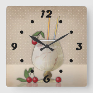 Reloj Cuadrado Bebe grunge retro vintage coctel cereza p