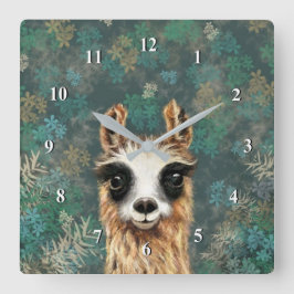Reloj Cuadrado Bebé Llama Curioso - Lindo -