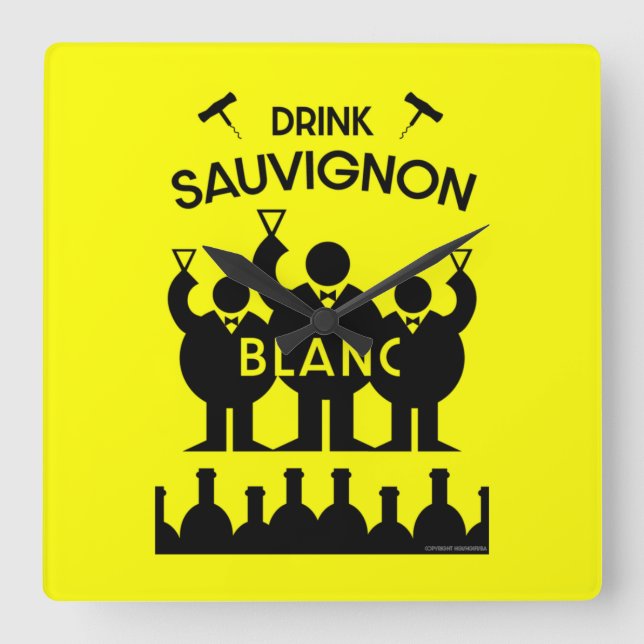 Reloj Cuadrado Bebedor de Vino Sauvignon Blanc (Anverso)