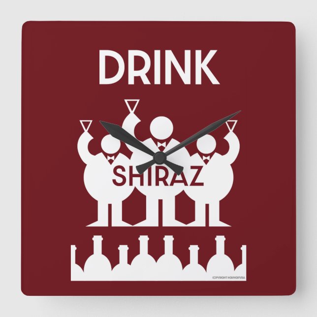 Reloj Cuadrado Bebedores de Vino Shiraz (Anverso)