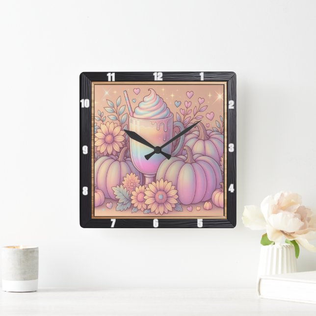 Reloj Cuadrado Bebida arcoiris de las calabazas pasteles (Hogar)
