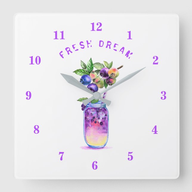 Reloj Cuadrado Bebida Guay de jugo de arándano fresco - cóctel de (Anverso)