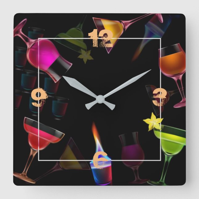 Reloj Cuadrado Bebidas (Anverso)