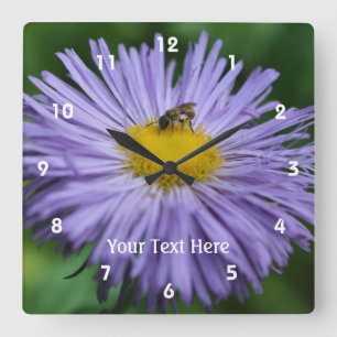 Reloj Cuadrado Bee En La Flor De Daisy Morado #2