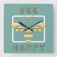 Bee Happy Cute Honeybee Apiarist Honey Shop Clock