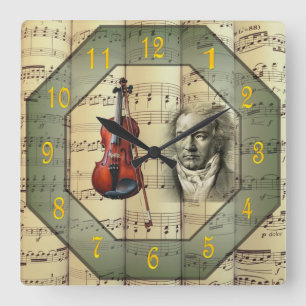 Reloj Cuadrado Beethoven ~ Orquesta sinfónica ~Viola ~ 