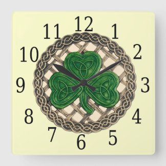 Reloj Cuadrado Beige Shamrock And Celtic Knots Square Clock