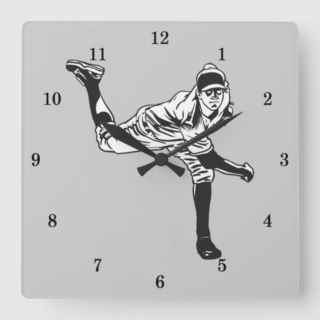 Reloj Cuadrado Béisbol vintage (Anverso)