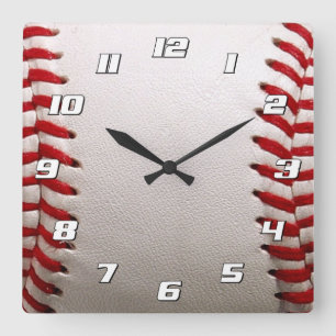 Reloj Cuadrado Béisbol y Softbol Costura Roja