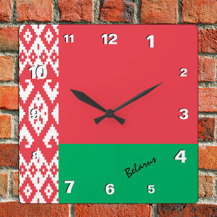 Reloj Cuadrado Belarus Clock, patriotic home, Belarus Flag