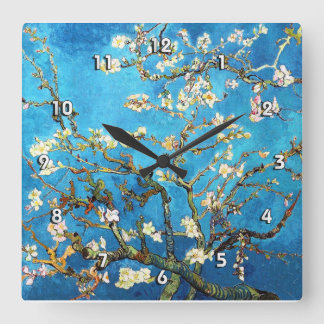 Reloj Cuadrado Bella Artes de Van Gogh, un árbol de almendras flo