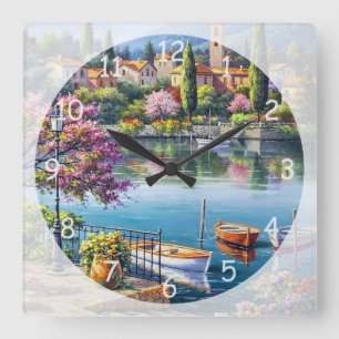 Reloj Cuadrado Bella Artes de Village Lake Afternoon