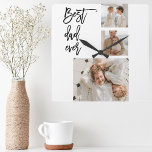 Reloj Cuadrado Belleza Collage Foto Mejor Regalo De Papá Nunca<br><div class="desc">Beauty Collage Photo Best Dad Ever Gift es un regalo personalizado que combina belleza y valor sentimental para crear un regalo significativo para tu padre. El regalo es un collage de fotos cuidadosamente seleccionadas de ti y de tu padre, arreglado de una manera hermosa y artística. Las fotos pueden ser...</div>