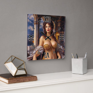 Reloj Cuadrado Belleza Opulenta Elegancia Regia Retrato por Xzend