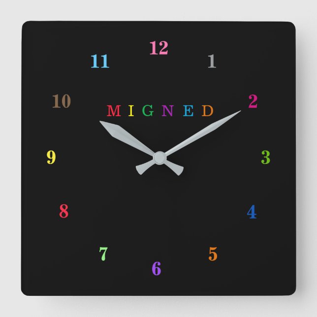 Reloj Cuadrado Bellos colores - Personalizable - mezclado (Anverso)
