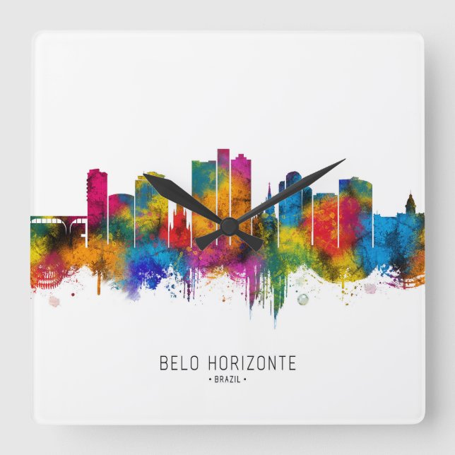 Reloj Cuadrado Belo Horizonte Brazil Skyline (Anverso)