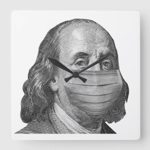 Reloj Cuadrado Benjamin Franklin en máscara