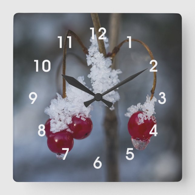 Reloj Cuadrado Berries heladas (Anverso)