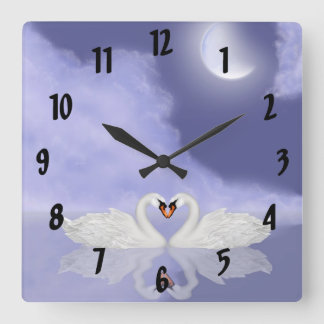 Reloj Cuadrado Besando cisnes